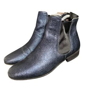 Boemos Womens Blue Metallic Chelsea Pull On Boots Edgy Retro Luxe Size 37 US 6.5
